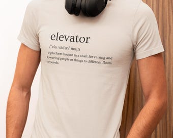 Camiseta "Ascensor Definition", divertida camiseta gráfica, algodón unisex