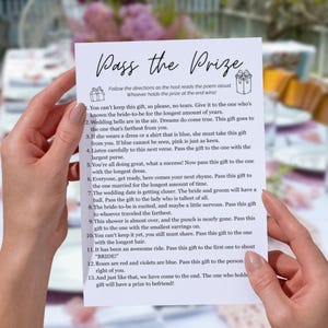 Pass The Prize Game Pass The Gift Poem Printable Bridal Shower Games Left Right Bridal Shower Party Games Bridal Shower Activity Party Games