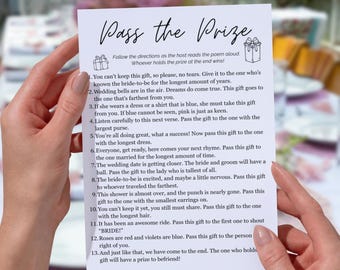 Pass The Prize Game Pass The Gift Poem Printable Bridal Shower Games Left Right Bridal Shower Party Games Bridal Shower Activity Party Games