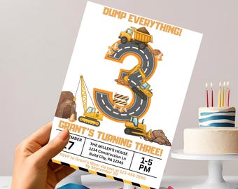 Construction Birthday Invitation Editable Dump Truck Party Invite Editable Construction Invitation 3rd Birthday Invite Boy Birthday Invite