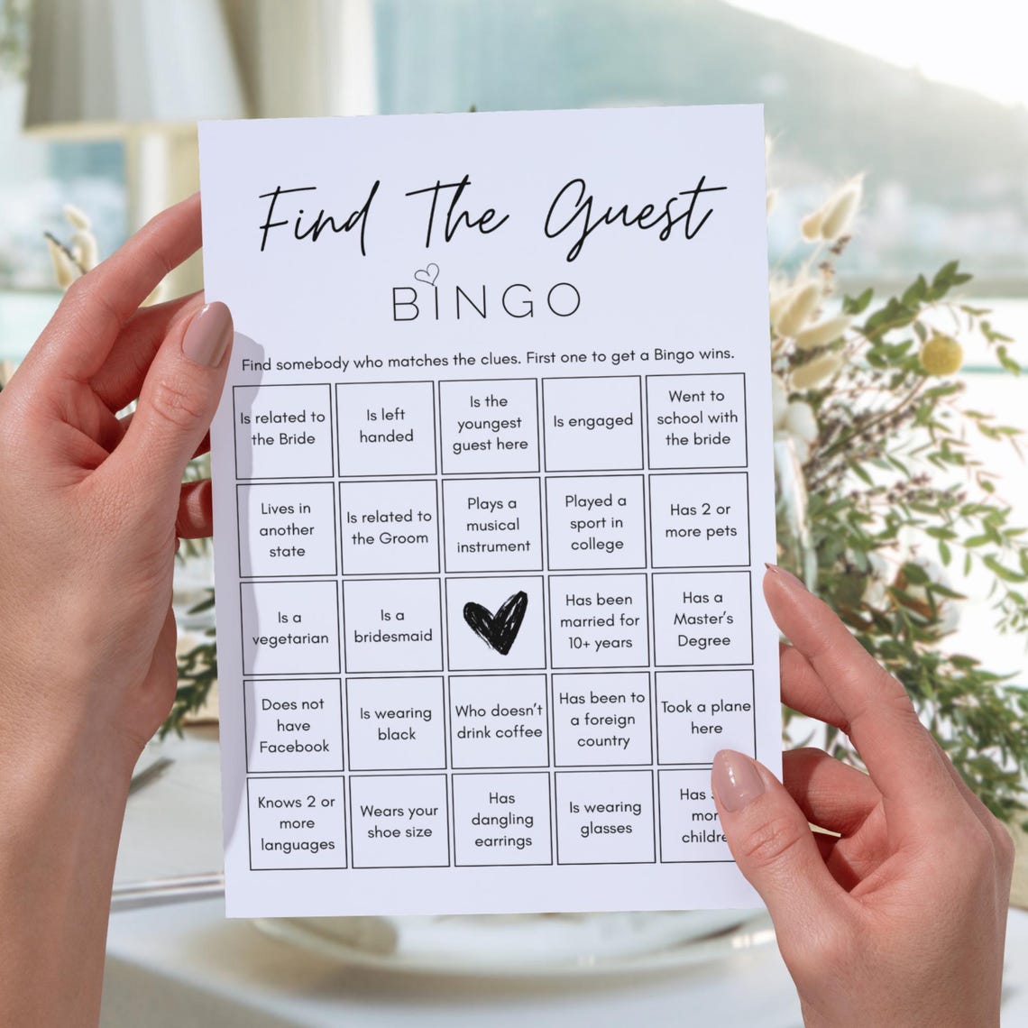 Find the Guest Bingo Game Get to Know You Bingo Game Printable Bridal ...