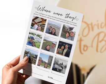 Where Were They Game Wedding Shower Games Bridal Shower Games Template Couples Shower Game Engagement Party Games Wedding Table Games