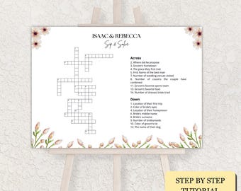 Custom Wedding Crossword Puzzle Template Sip and Solve Custom Crossword Wedding Guest Game Personalized Large Puzzle Bridal Shower Crossword