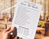 How Well Do You Know The Bride Game Who Knows the Bride Best Bride Trivia Game Bridal Shower Trivia Game Template Wedding Shower Games