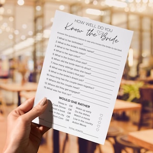 Wie gut kennen Sie die Braut Spiel Wer kennt die Braut Best Braut Trivia Spiel Brautparty Trivia Spielvorlage Hochzeit Dusche Spiele