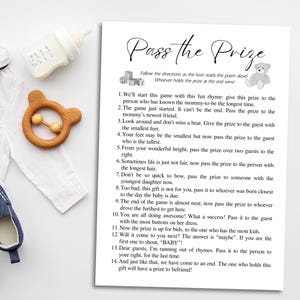 Pass The Gift Poem Game Pass The Prize Game Left Right Baby Shower Game Printable Baby Shower Game Pass The Prize Rhyme Game Canva Template