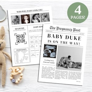 Baby Newspaper Announcement New Baby Pregnancy Announcement Newspaper Large Newspaper Baby Announcement Template in Canva