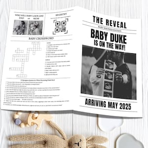Newspaper Pregnancy Announcement Newspaper Baby Announcement Newspaper, Newspaper Baby Announcement Template in Canva Baby Shower Newspaper