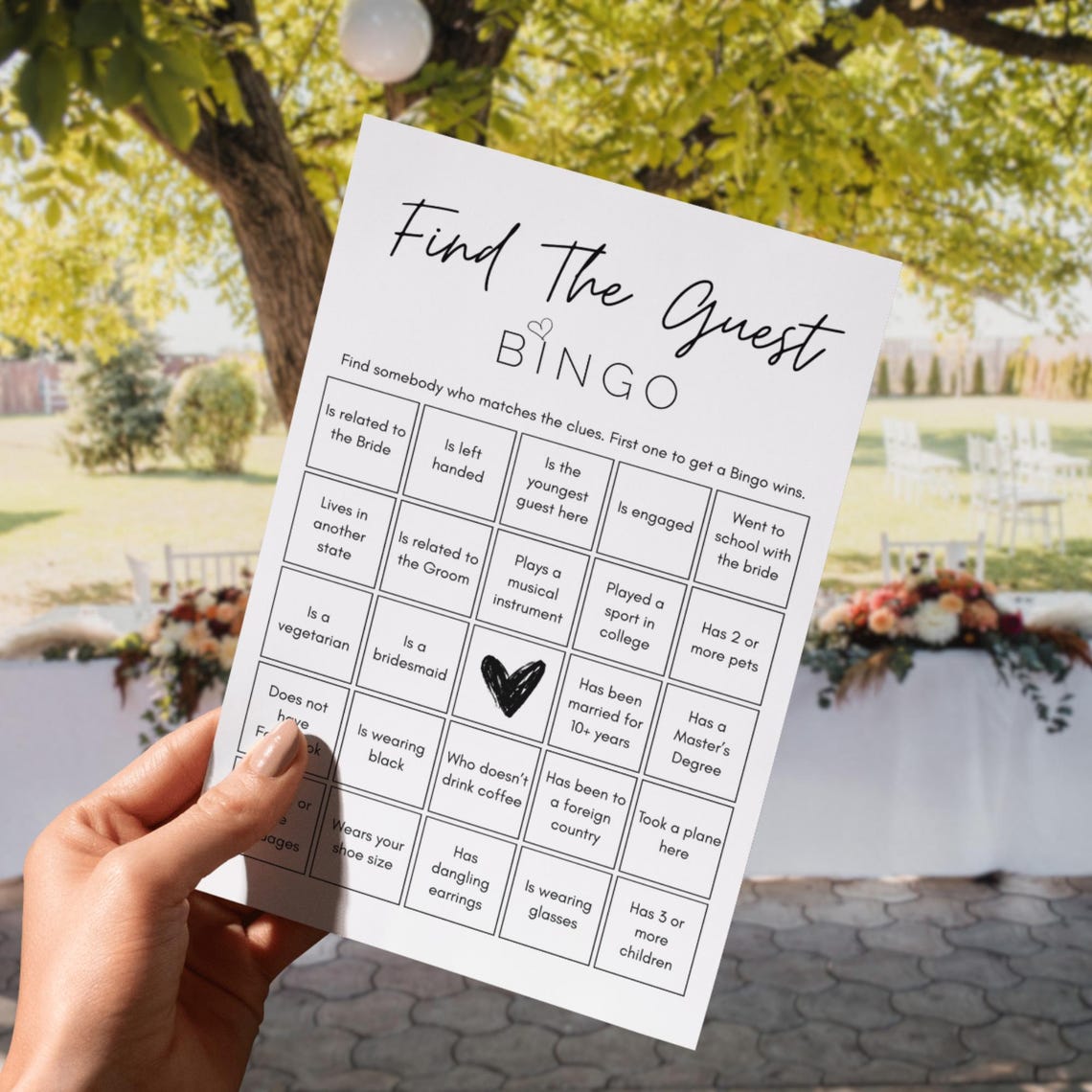 Find the Guest Bingo Game Get to Know You Bingo Game Printable Bridal ...