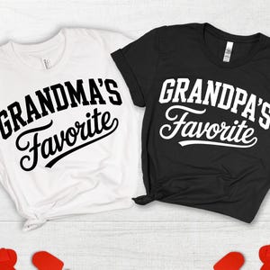 Pacote de camisetas para avós com estampas PNG e SVG "Favorito da Vovó" e "Favorito do Vovô", ideal para sublimação e presente em família.