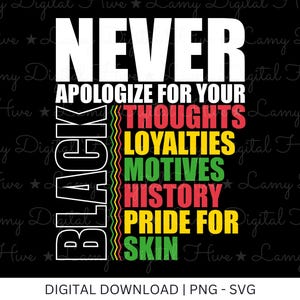 Never Apologize Black History Month Png African American Png Juneteenth Png black history Digital Download Black History Shirt Design