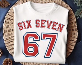 Six Seven SVG PNG Varsity Design 6 7 Meme Funny Viral Internet Humor 67 Trend Digital Download