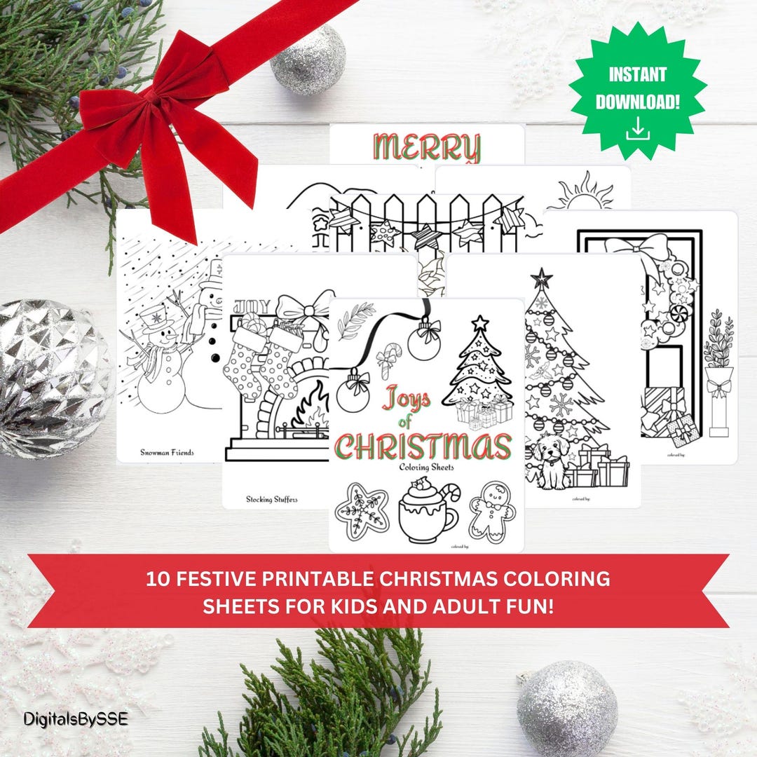 Printable Christmas Coloring Sheets Downloadable Holiday Coloring Pages ...