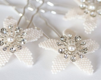 Épingles à cheveux Hermione - Épingle à cheveux florale tissée de perles, accessoires de cheveux de mariée, bijoux de mariée en perles, Royaume-Uni