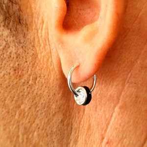 Mens Earring Black Onyx Dangle Earring for Men 925 Sterling Silver Hoop Dangle Earrings Design Stylish Unisex Jewelry Boyfriend Gift