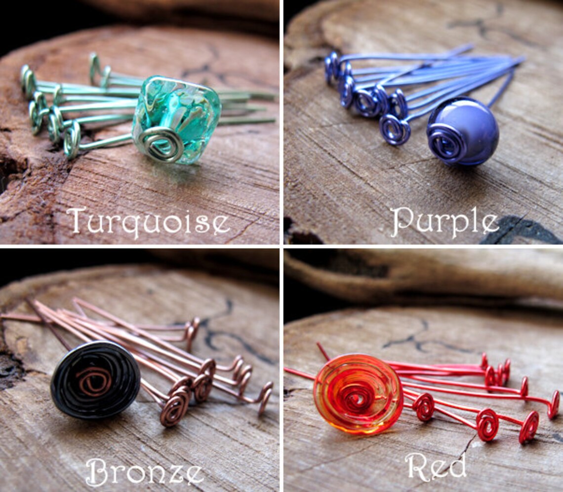 Pink Swil Headpins Set Fancy Head Pins 20 Gauge Long Head Etsy