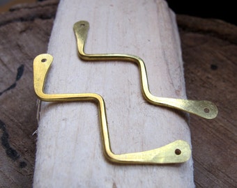 Wave Bar Necklace Connectors 2 inch, Gold Brass W shaped Hammered Paddles for Pendant Necklace 2 End Bars Separator Bars Artisan Connectors