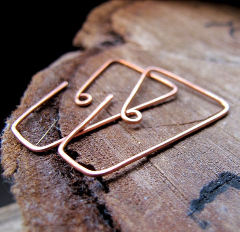 Square Hoop Ear Wires Copper Earwires 20 Gauge Geometric Ear Etsy