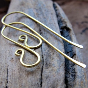 Elegant Brass Long Hook Ear Wires. Artisan Earwires Findings for Earrings. Long Earwire / Gold Ear wires / Artisan Ear Wires image 2