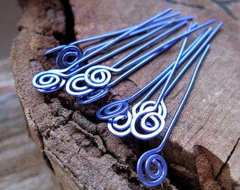 22 gauge Spirla Hammered Headpins Purple Swirl Head Pins Crop Circles Headpins Jewelry Findings Artisan Eye Pins - Handmade Findings