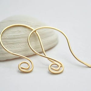 Swirl Gold Filled Hoop Ear Wires Earrings French Hook Earwires 3/4 inch Handmade Jewelry Supplies Earrings Components Spiral Gold Earwires