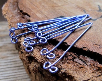 Purple Headpins 1.5 inch. Bow Eye Pins 22 gauge. Infinity Pins. Enamel Copper Jewelry Findings. Earrings components / Head Eye Pins