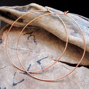 Extra Large Copper Hoop Earrings 3 inch Big Flat Hoops Hammered Thin Rounded Ear Wires Large Hoops Fashion Earrings Lightweight Big Earrings