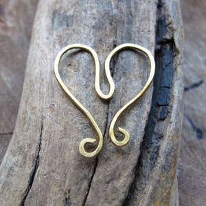 Golden Heart Shaped Pendant Swirl Brass Necklace Heart Wire Wrapped Heart Connector Heart Pendant Swirl Hearts gold Heart Charm image 1