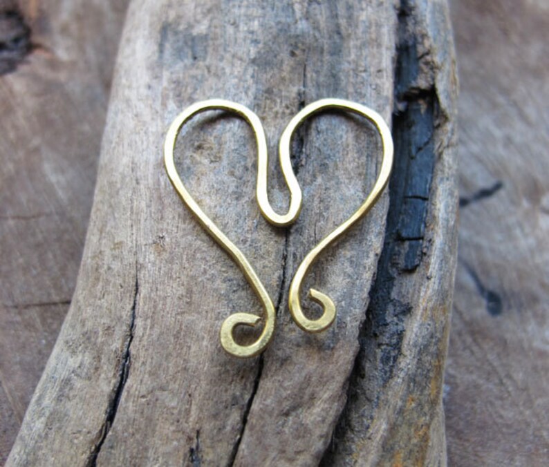 Golden Heart Shaped Pendant Swirl Brass Necklace Heart Wire Wrapped Heart Connector Heart Pendant Swirl Hearts gold Heart Charm image 1