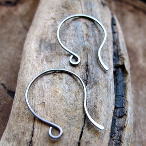 Oxidized Silver Ear Wires Earrings 1 inch Antique Sterling Silver Hoop Earwires earrings, French Hoops  Black Earwires Hoops Hoop ear wires