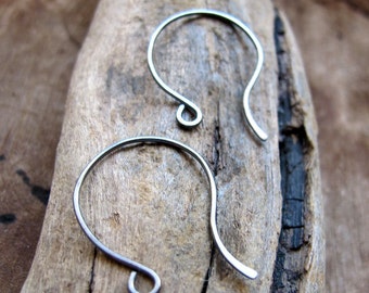 Oxidized Silver Ear Wires Earrings 1 inch Antique Sterling Silver Hoop Earwires earrings, French Hoops  Black Earwires Hoops Hoop ear wires