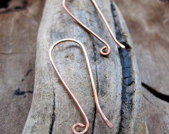 Long Copper Ear wires 35mm Ovals French Style Earwires Earrings supplies 20 gauge, Long Ear Wires Artisan earrings supplies Rustic Earwires