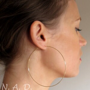 Extra Large Copper Hoop Earrings 3 inch Big Flat Hoops Hammered Thin Rounded Ear Wires Large Hoops Fashion Earrings Lightweight Big Earrings image 5