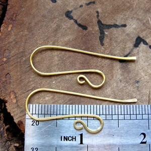 Elegant Brass Long Hook Ear Wires. Artisan Earwires Findings for Earrings. Long Earwire / Gold Ear wires / Artisan Ear Wires image 4