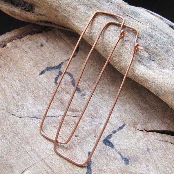 Rectangle Hoop Earrings Copper Geometric Earrings Rustic Hoops Earrings Findings, Copper Jewelry Rustic Earrings Rectangle  Earrings