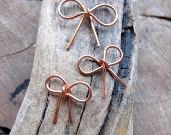 Copper Bow Charm Connector, Copper Findings, Metal Bow Pendant for Necklace, Earrings, Artisan findings for bracelets, necklaces