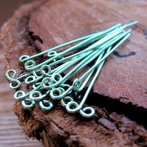 22 gauge Enamel Turquoise Copper Headpins. Infinity wrapped Head Pins. 1.5 inch eye pin Knots