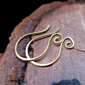 Artisan Earwires 1 inch French Style Earring Hooks 25mm Gold Brass Swirl Earwires 20 gauge(0.8mm) Unique Ear Wires Swirl Earrings Components