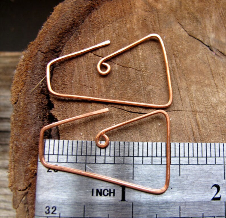 Square Hoop Ear Wires Copper Earwires 20 Gauge Geometric Ear Etsy