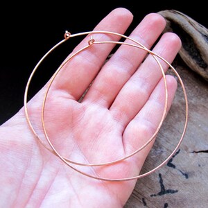 Extra Large Copper Hoop Earrings 3 inch Big Flat Hoops Hammered Thin Rounded Ear Wires Large Hoops Fashion Earrings Lightweight Big Earrings image 2