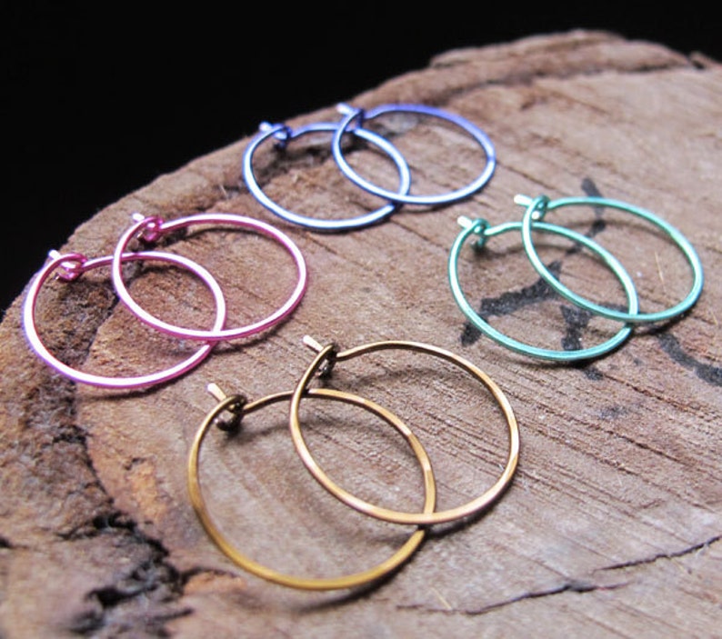 Assorted Colors Small Hoop Earrings 15mm 20mm 25mm Pink Etsy