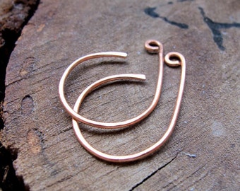 Modern Design Copper Hoop Ear Wires 20ga. French Hoop Earwires Earrings Findings Handmade Ear wires. Cooper, Silver, Gold