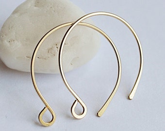 Gold Filled Round Ear Wires,  Open Earwires Handmade Hoop 14k Earwires - French Style 20 gauge Earrings Supplies Handmade Earrings Supplies