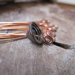 Copper Spiral Head Pins set 22g Swirl Hammered Headpins Necklace Findings Handmade Jewelry Supplies Artisan Eye Pins 1.5 inch Headpins set image 5