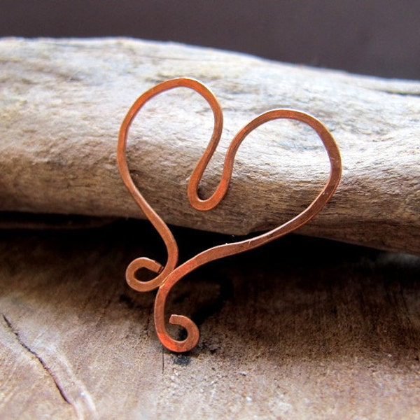 Valentine Rustic Copper Heart Pendant Embellishment Hand Forged Heart Copper Supplies Artisan Heart Swirl Heart Handmade heart charm