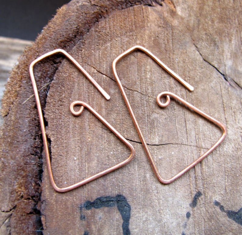 Square Hoop Ear Wires Copper Earwires 20 Gauge Geometric Ear Etsy