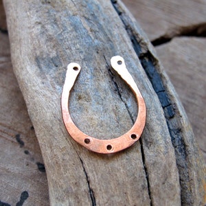 Horseshoe Charm Pendant, Handmade Connector Horse Shoe Lucky Necklace Supplies Artisan Copper Hammered Findings Hammered Horseshoe Charm