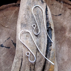 Sterling Silver Long Ear Wires Earrings - Eleganti orecchini con gancio francese, calibro 20. Orecchini artigianali. Forniture per orecchini fatti a mano
