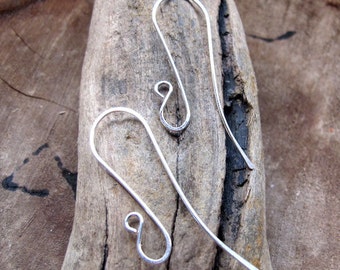 Sterling Silver Long Ear Wires Earrings - Elegant French Hook Earwires Earrings 20 gauge. Artisan Ear Wires. Handmade Earrings Supplies