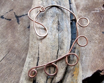 Artisan Copper Ear Cuff  Wrap No Piercing Earring  Hoop Ear Cuff  Add a Dangles Drop Blank EarCuff Earring Ear cuffs no piercing